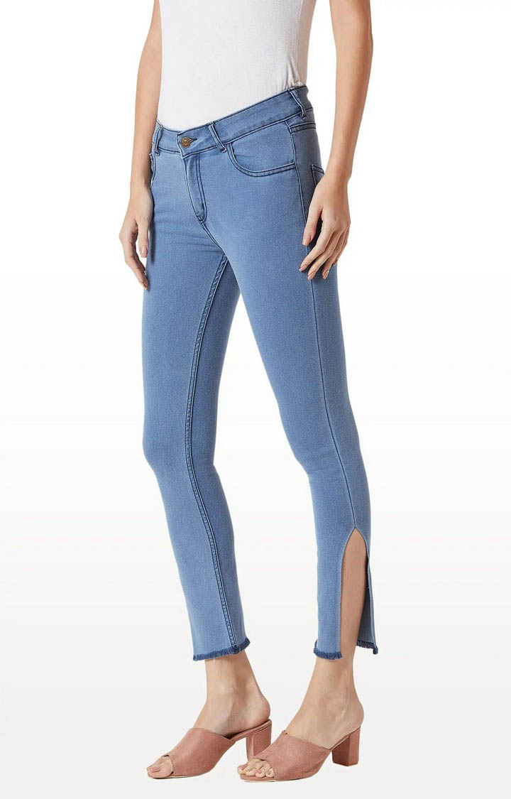 Women's Blue Solid Slim Jeans