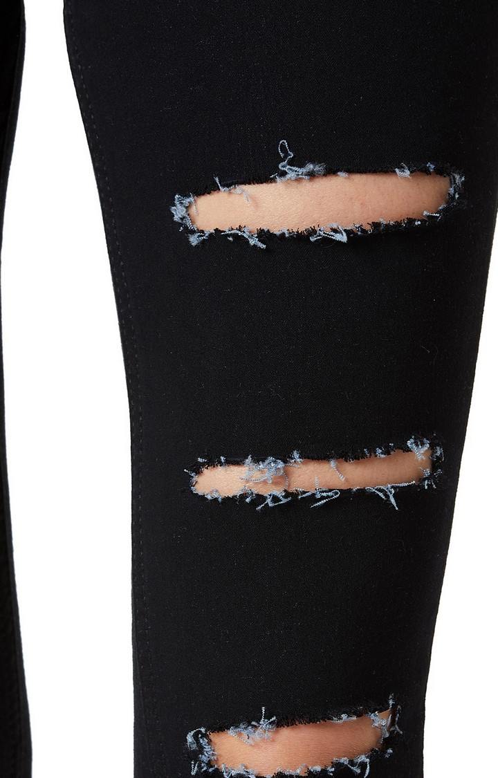 Women's Black Ripped Ripped Jeans