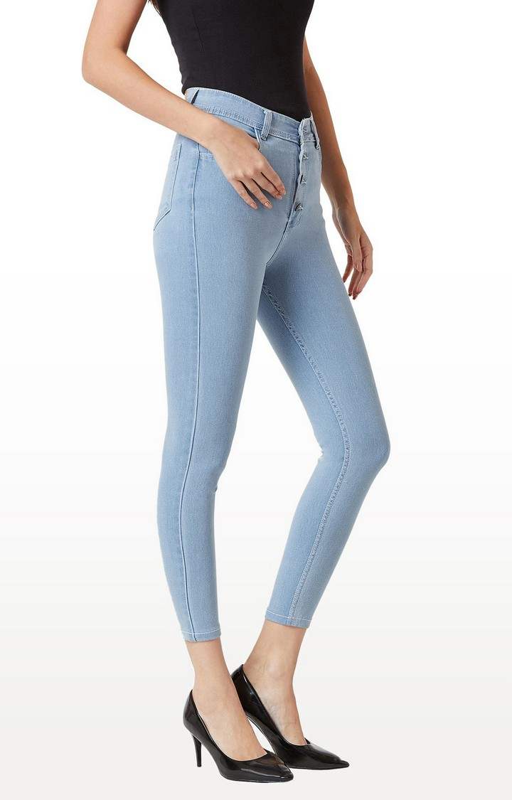 Women's Blue Solid Skinny Jeans