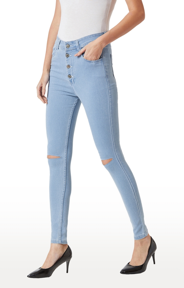 MISS CHASE | Women's Blue Ripped Ripped Jeans 2