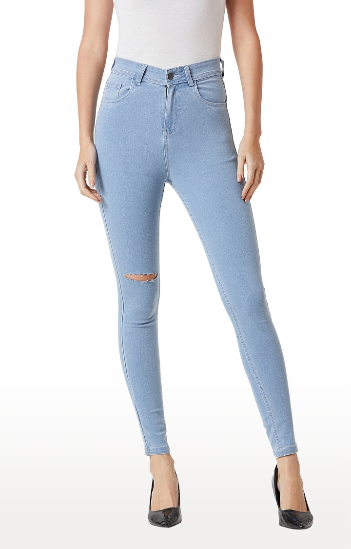 MISS CHASE | Women's Blue Ripped Ripped Jeans