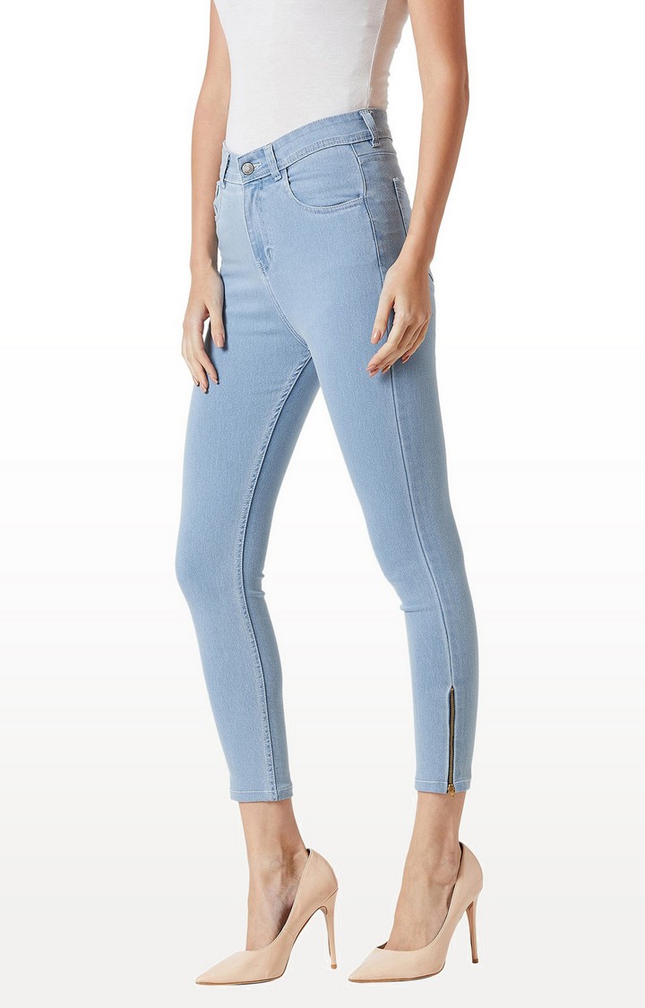 Women's Blue Solid Skinny Jeans