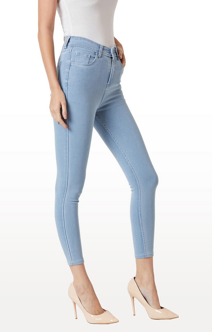 Women's Blue Solid Skinny Jeans