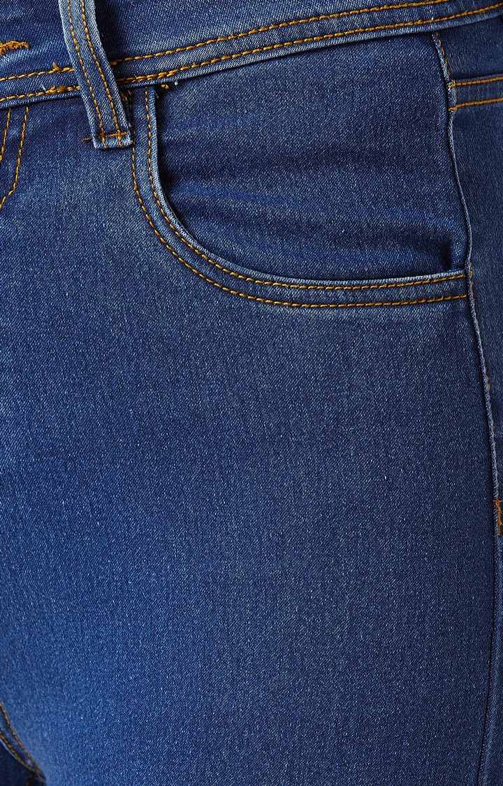 Women's Blue Solid Skinny Jeans