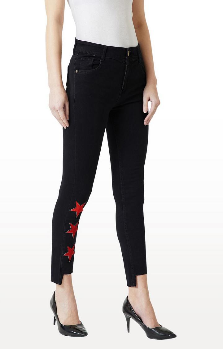 Women's Black Solid Skinny Jeans