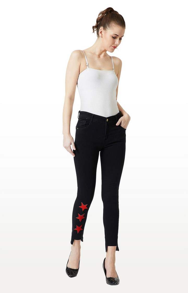 Women's Black Solid Skinny Jeans