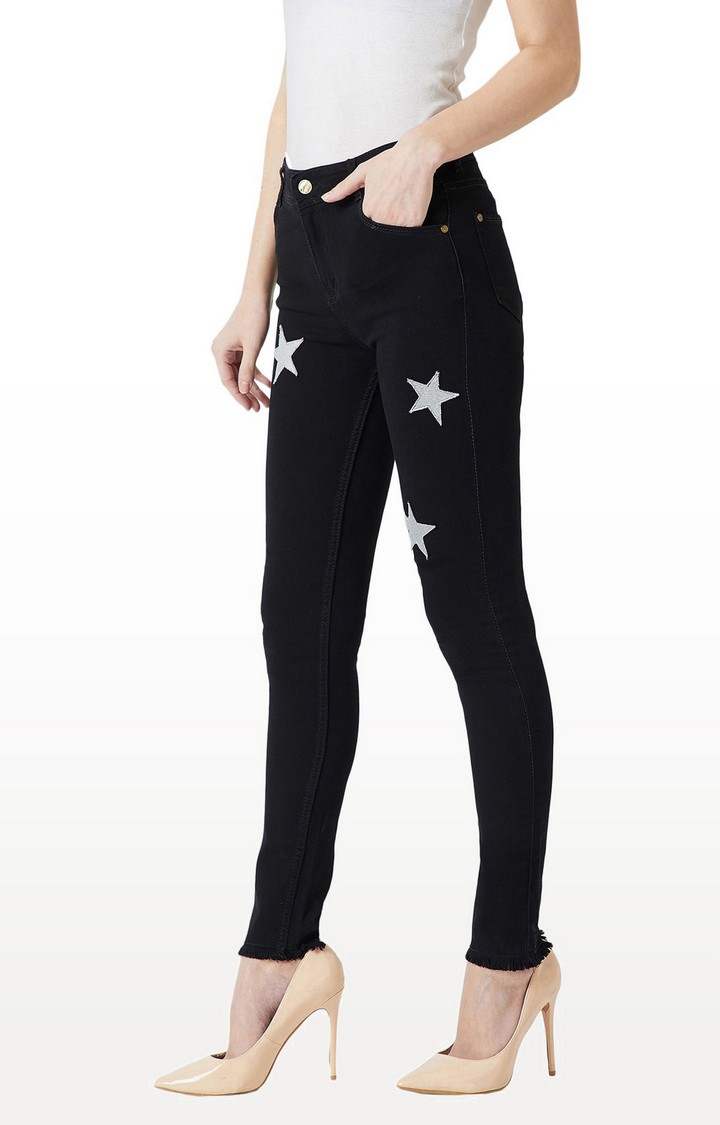 Women's Black Solid Skinny Jeans