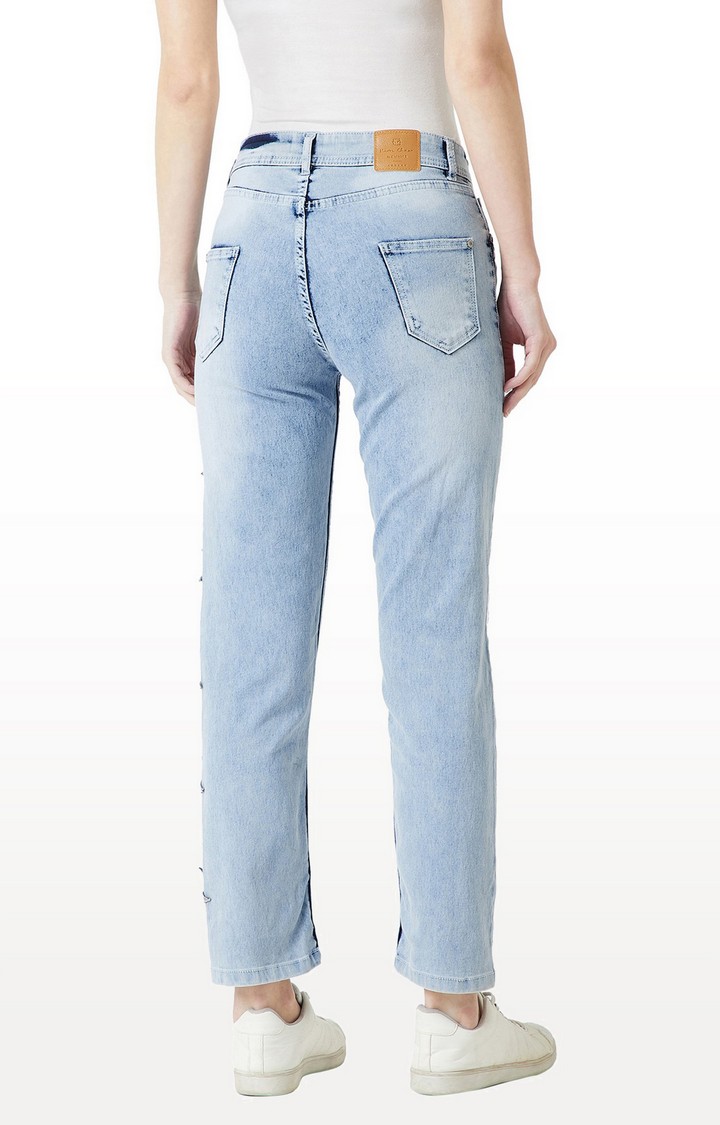 Women's Blue Solid Straight Jeans