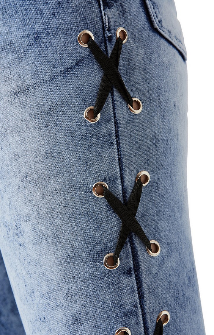 Women's Blue Solid Skinny Jeans