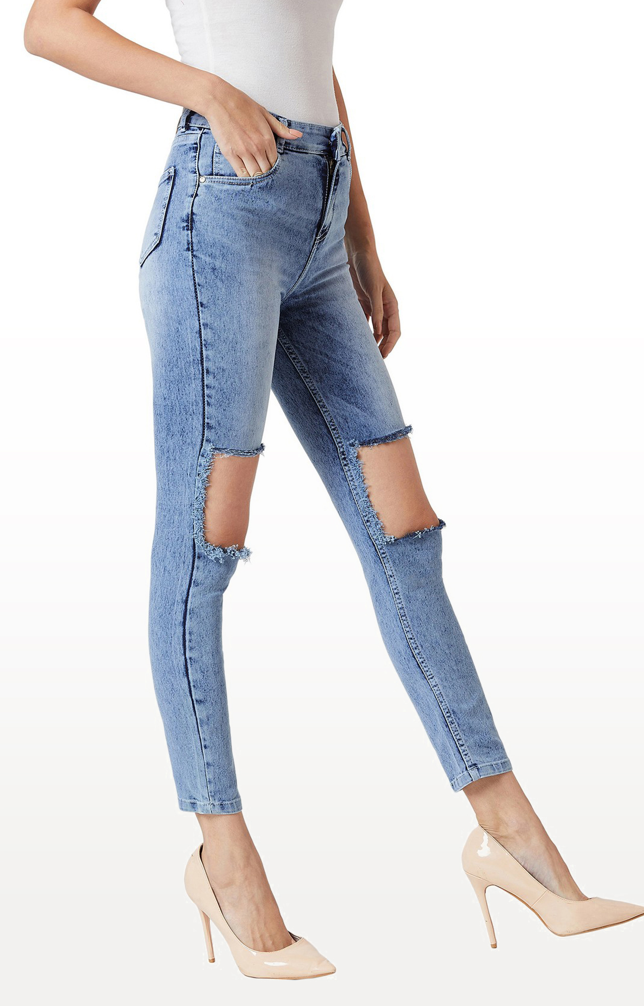 Women's Blue Ripped Ripped Jeans