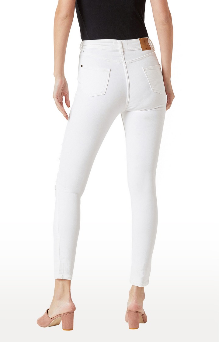 Women's White Ripped Ripped Jeans