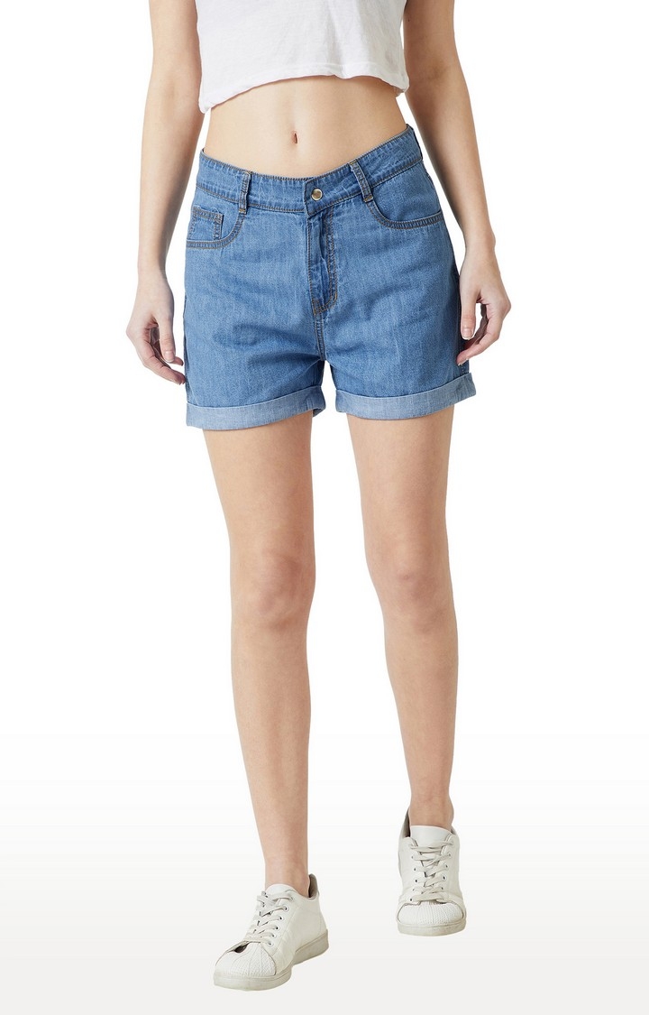 MISS CHASE | Women's Blue Solid Shorts