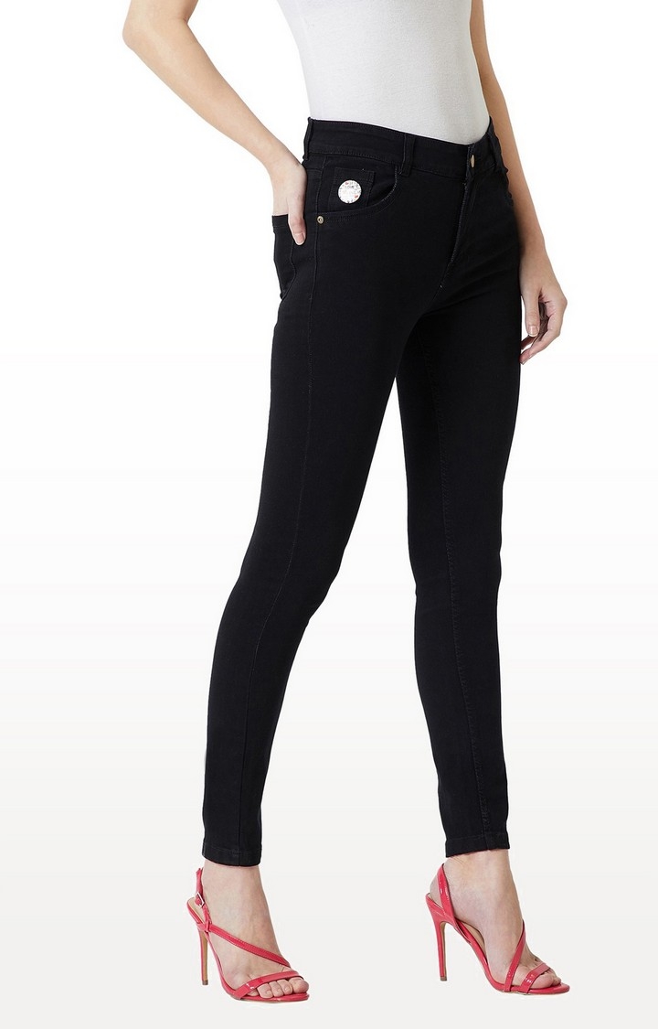 MISS CHASE | Women's Black Solid Skinny Jeans 2
