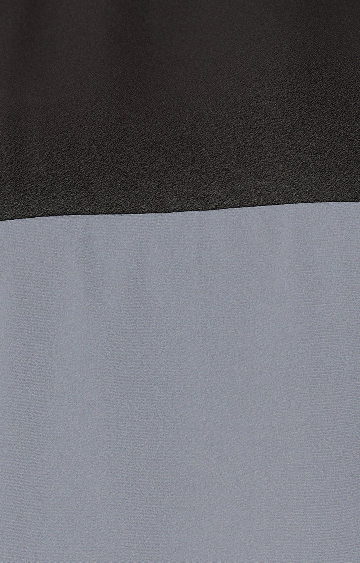 Women's Black Crepe ColourblockCasualwear Regular T-Shirts