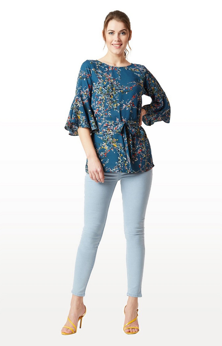 MISS CHASE | Women's Blue Floral Tunics 1