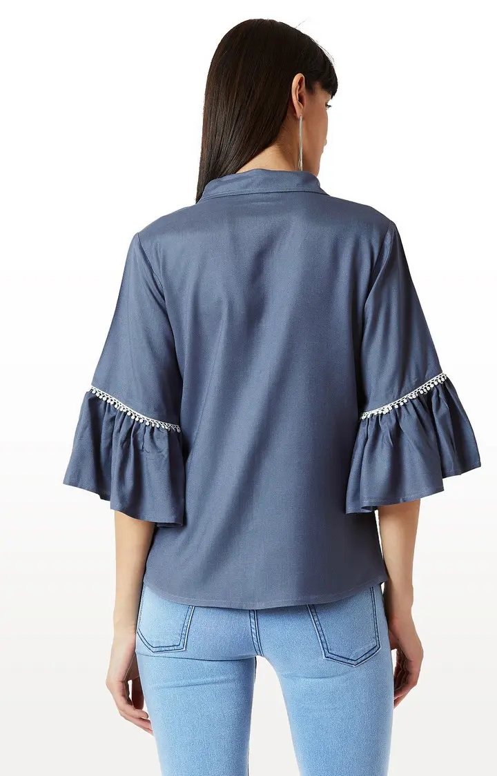 Women's Grey Rayon SolidCasualwear Casual Shirts