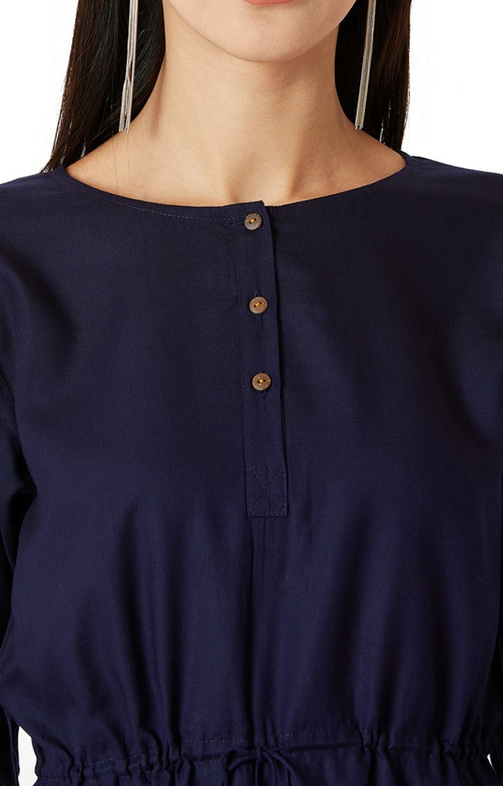 Women's Blue Rayon SolidCasualwear Tops