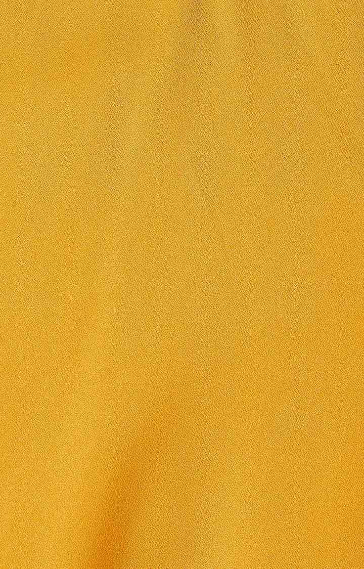 Women's Yellow Crepe SolidCasualwear Crop Top