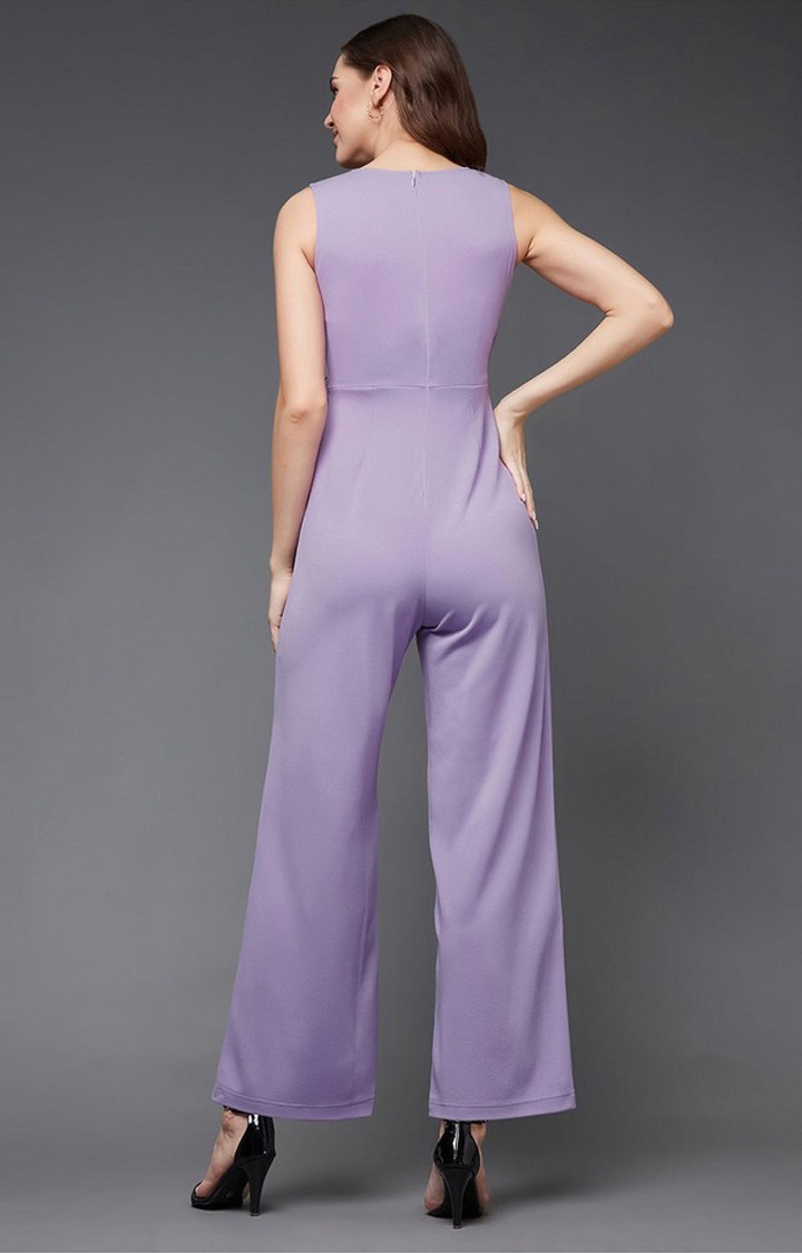 Women's Purple Polyester  Jumpsuits