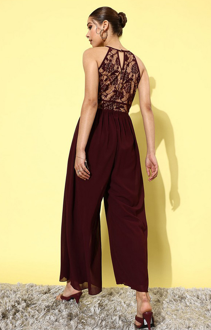 Women's Red Georgette  Jumpsuits