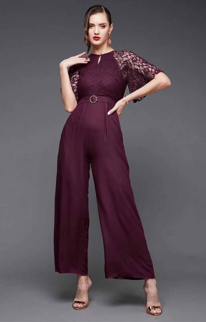 Women's Red Viscose Rayon  Jumpsuits