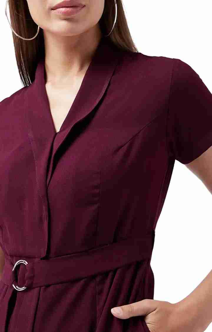 Women's Purple Polyester SolidCasualwear Jumpsuits