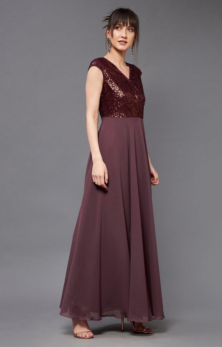 Women's Purple Georgette  Dresses