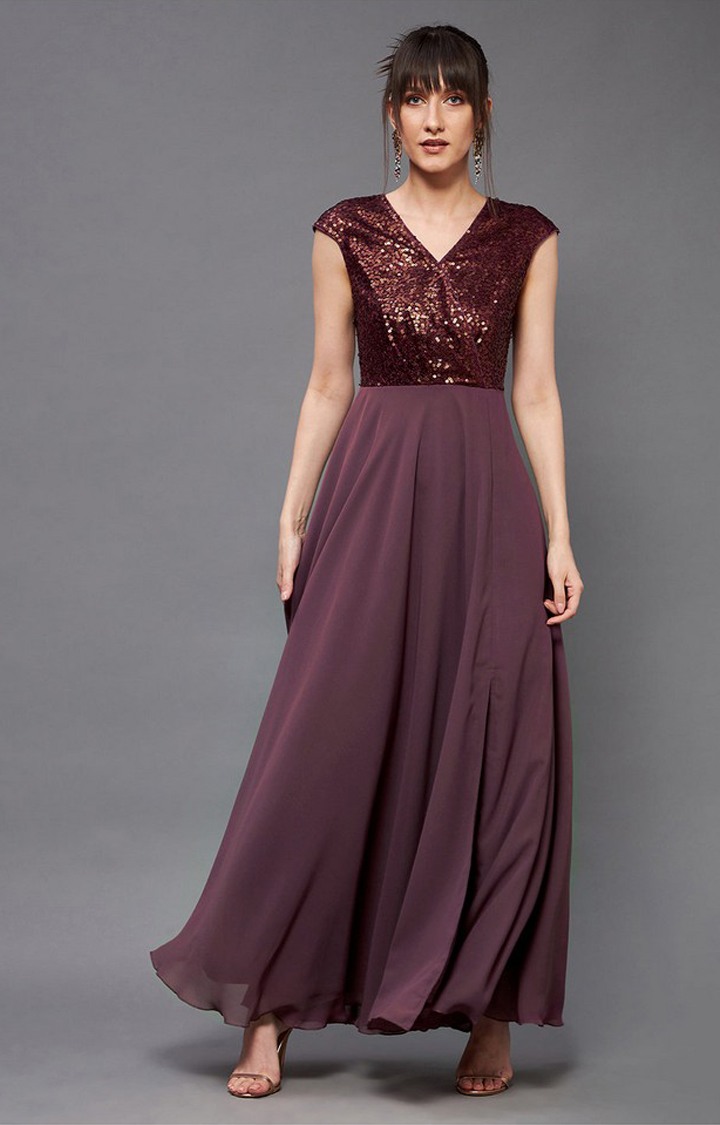 Women's Purple Georgette  Dresses