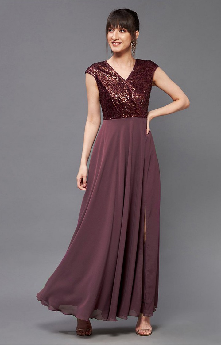 Women's Purple Georgette  Dresses