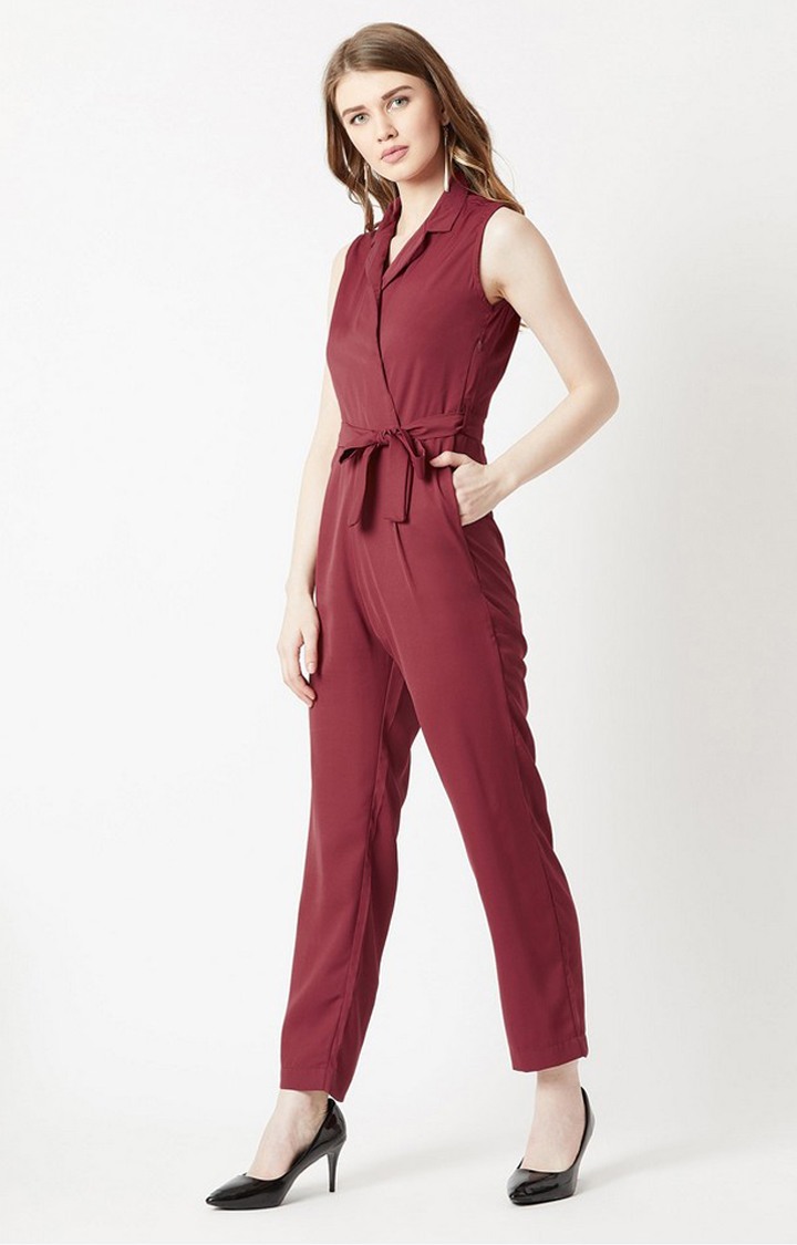 Women's Red Crepe  Jumpsuits