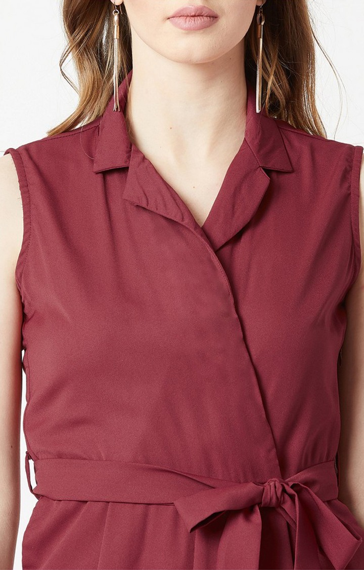 Women's Red Crepe  Jumpsuits