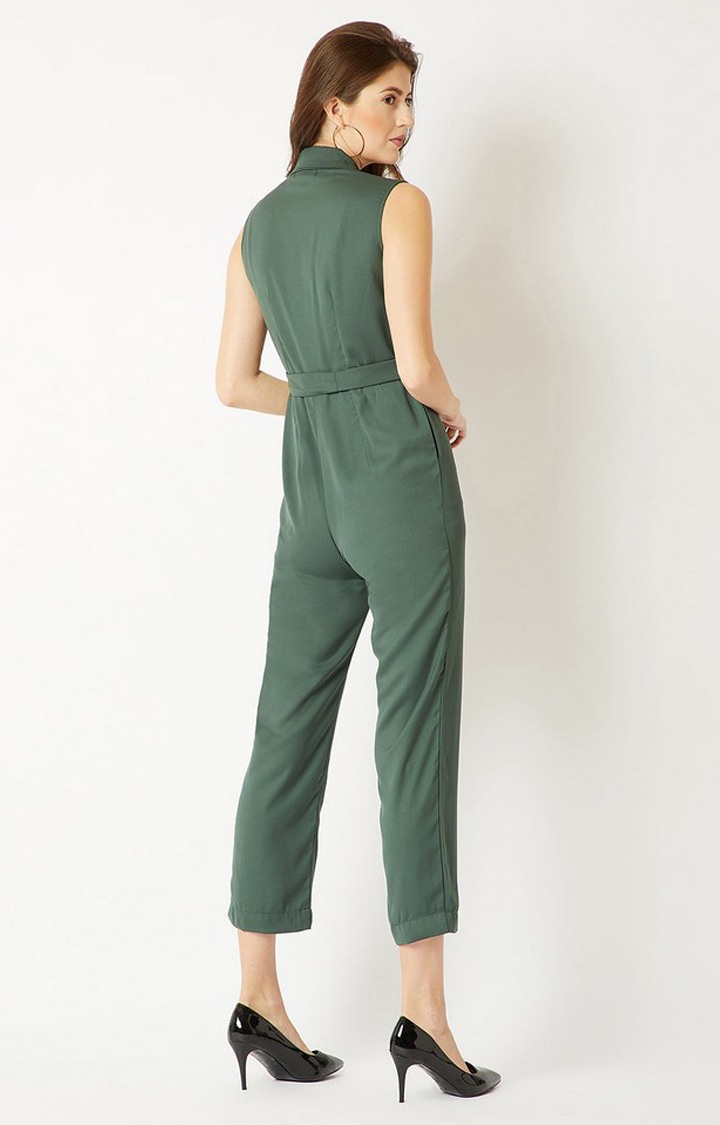 Women's Green Crepe  Jumpsuits