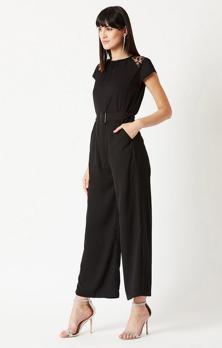 Women's Black Crepe  Jumpsuits