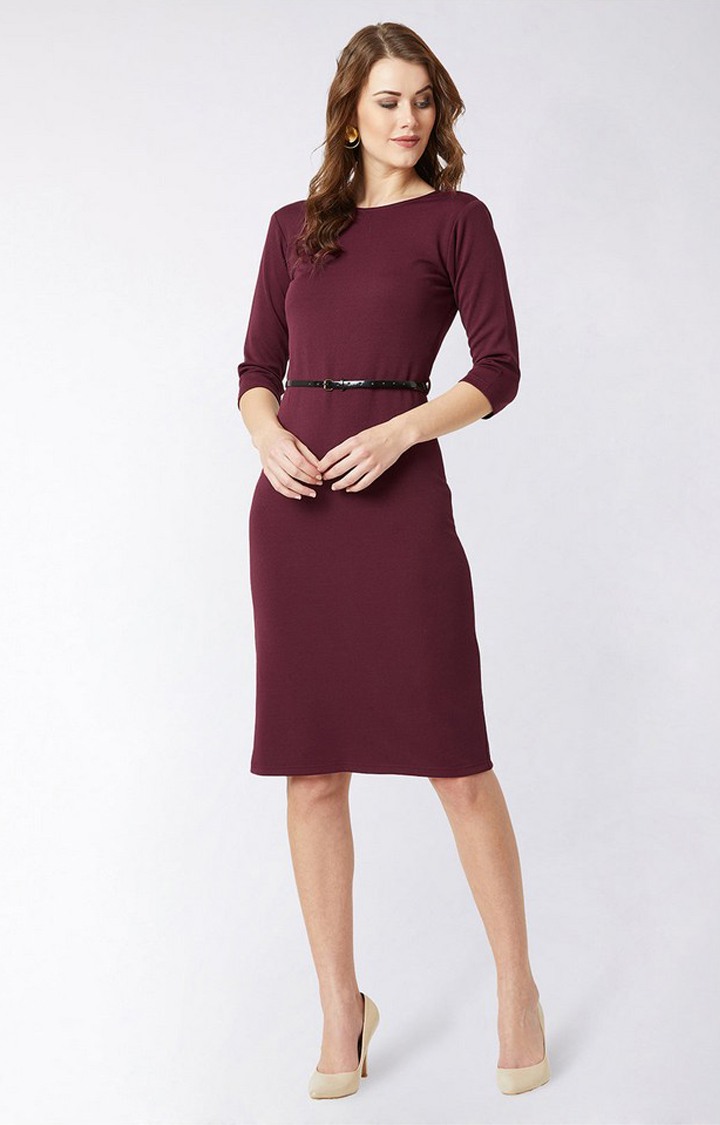 Women's Red Polyester  Dresses