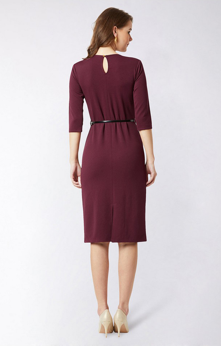 Women's Red Polyester  Dresses