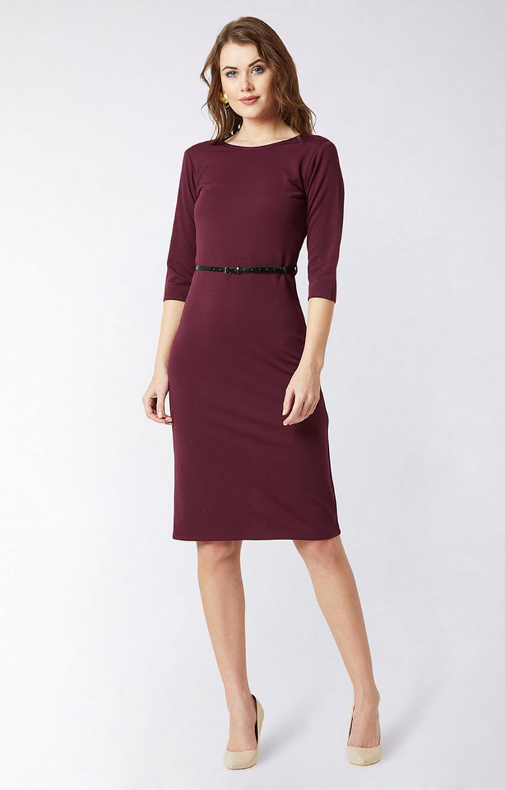 Women's Red Polyester  Dresses