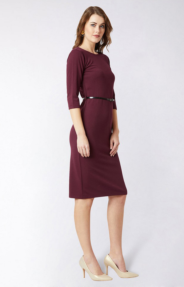 Women's Red Polyester  Dresses