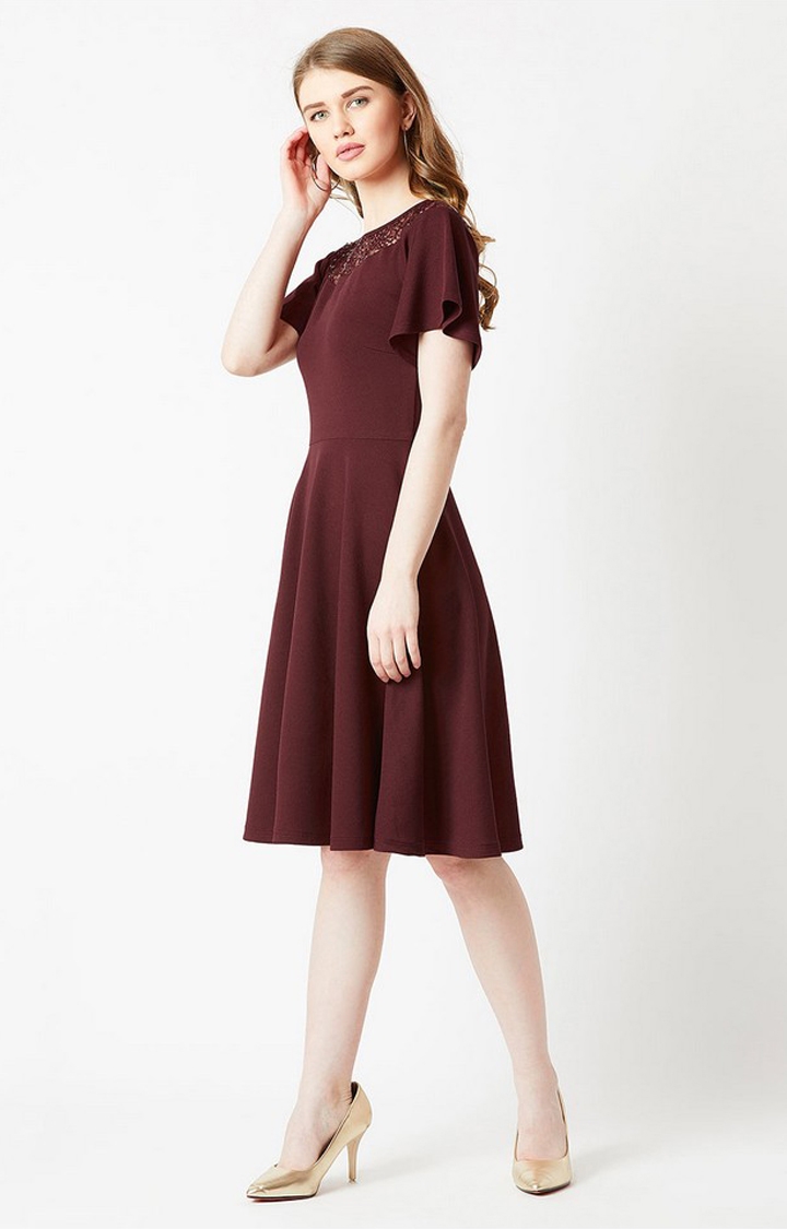 Women's Red Polyester  Dresses