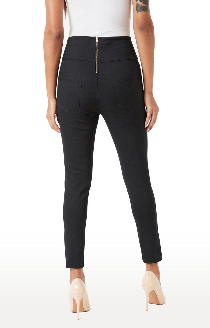 Women's Black Solid Jeggings