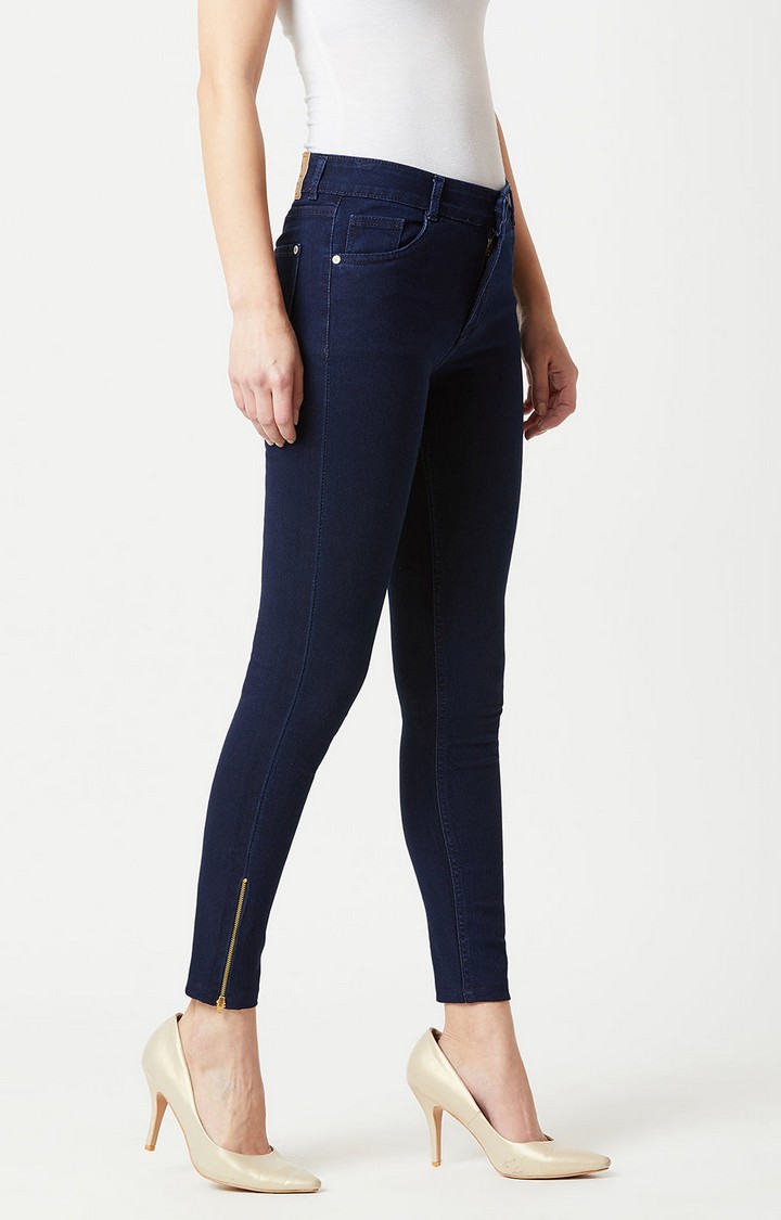 Women's Blue Solid Skinny Jeans