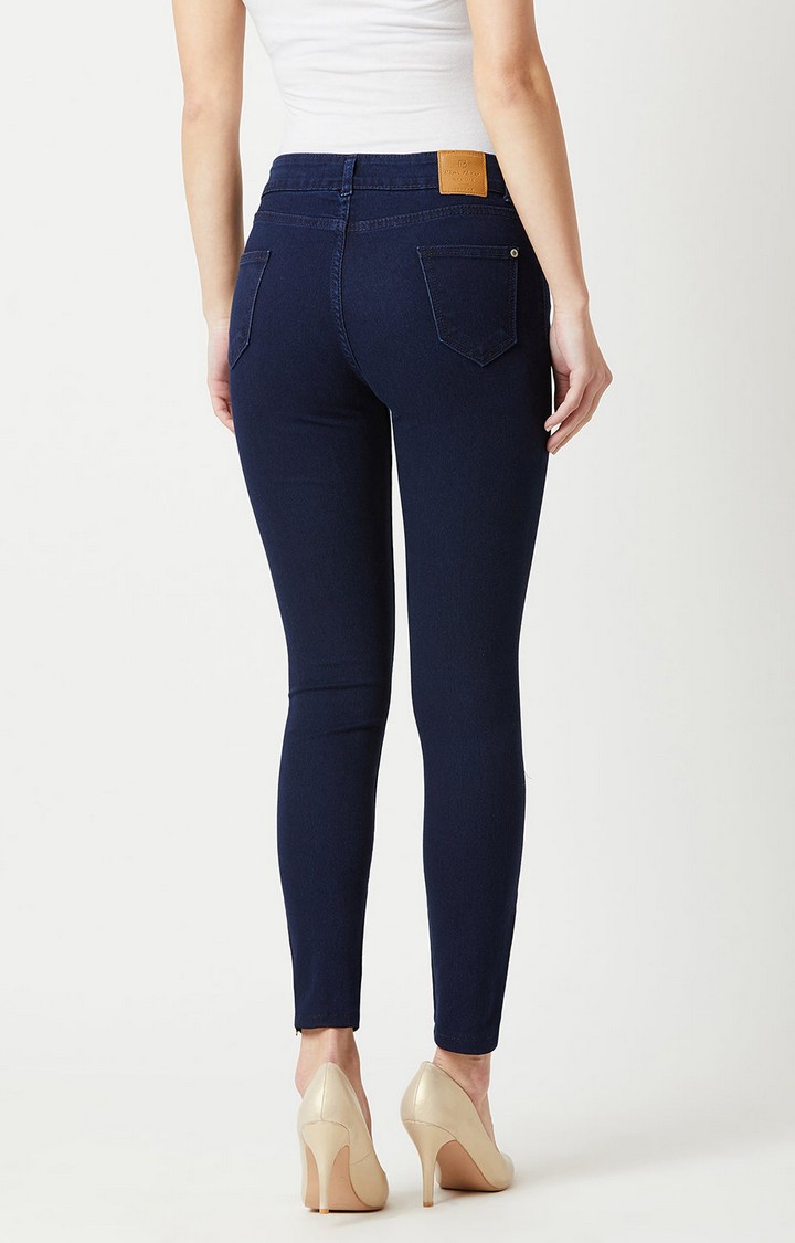 Women's Blue Solid Skinny Jeans