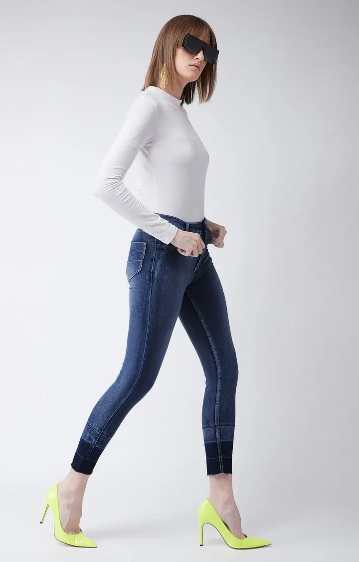 MISS CHASE | Women's Blue Solid Skinny Jeans 1