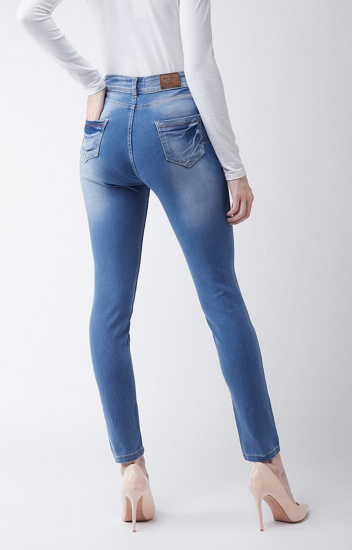 Women's Blue Solid Slim Jeans