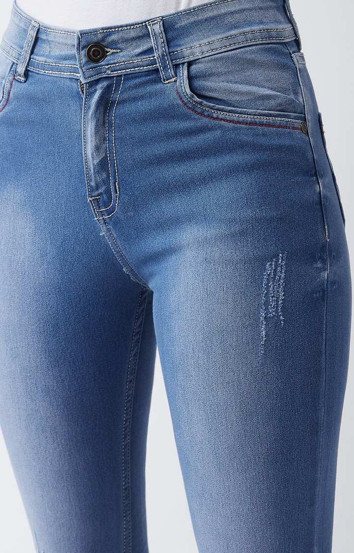 Women's Blue Solid Slim Jeans