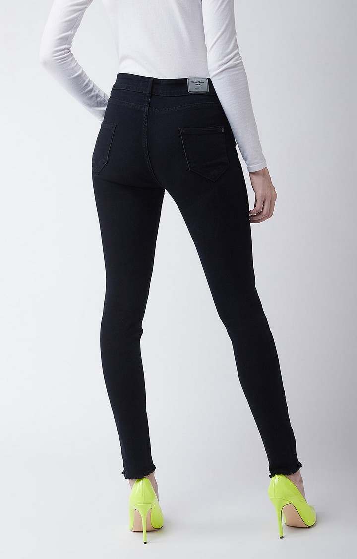 Women's Black Solid Skinny Jeans