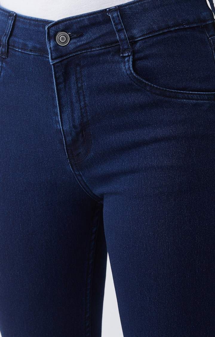 Women's Blue Solid Skinny Jeans