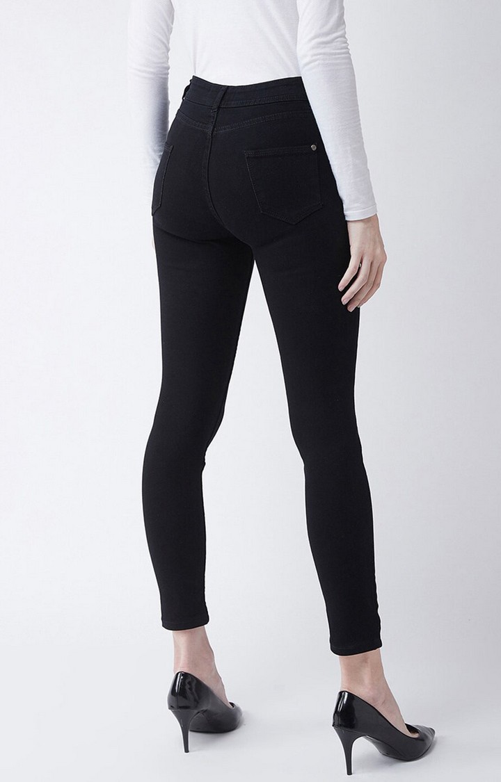 Women's Black Solid Skinny Jeans