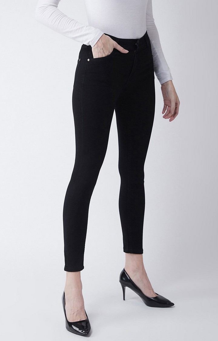 Women's Black Solid Skinny Jeans