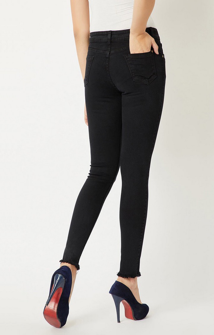 Women's Black Solid Skinny Jeans