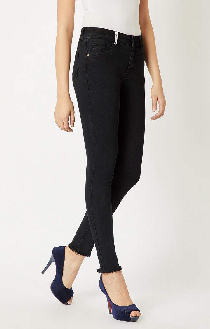 Women's Black Solid Skinny Jeans
